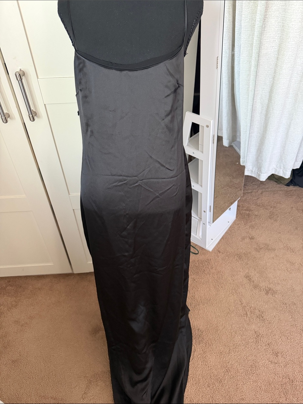 Meshki Black Satin Maxi Skirt